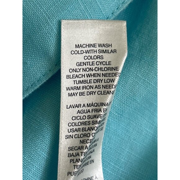 Chico's Blue Linen Button-Up Short Sleeve Jacket With Pockets, Size 0 (Small) - Picture 8 of 8